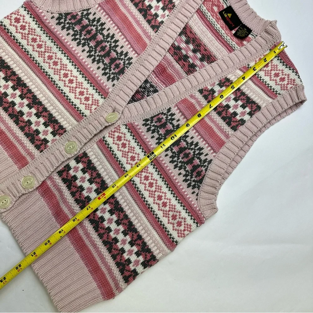 Vintage Liz Sport Cotton Button Up Sweater Vest 80s 90s - Picture 4 of 5